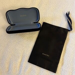 Gucci Black Velvet Eyewear Case with Gold Logo